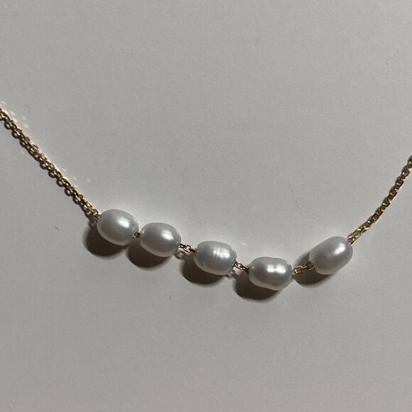 Mejuri 14k Solid Gold Organic Pearl Bead Necklace, Like New, With Box - Picture 5 of 9